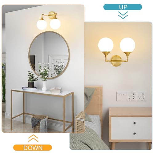 Brushed Gold Bathroom Light Fixtures Over Mirror Vanity 2
