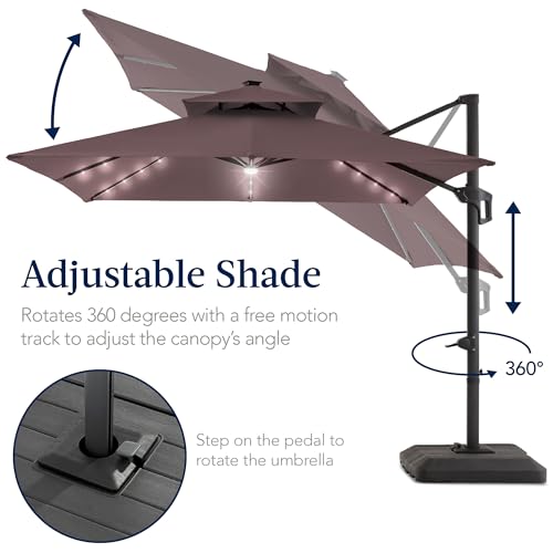 12x12ft LED Cantilever Patio Umbrella w