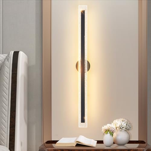 Modern Black Wall Sconces 31.5In Hardwired Wall Light Fixtures Dimmable LED Sconce Wall Lighting Indoor Wall Lamps for Living Room Bedroom Bathroom Hallway Stairs