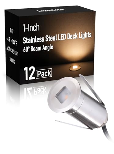 12 Pack 3000K Recessed Low Voltage Deck Light Flat Square Aperture (12 Count)