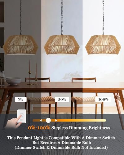 Large 4 Lights 20" Rattan Chandelier
