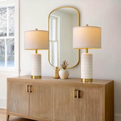 Touch Bedside Table Lamps with 2 USB for Bedroom Living Room