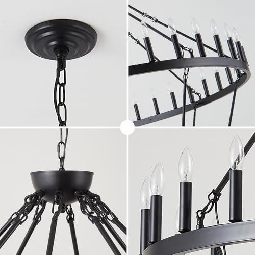 2 Tier Large Black Chandelier 70