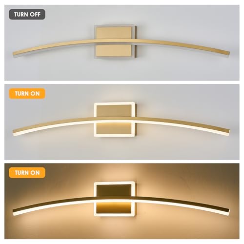 Modern LED Wall Sconce Gold LED Bathroom Light Fixtures Over Mirror Wall Lighting for Bathroom