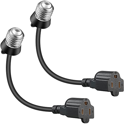 2 Pcs 3 Outlet Light Socket Adapter