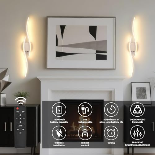 Battery Operated Silver Wall Sconce (2 Count)