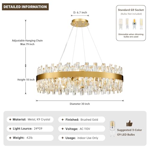 Modern Brass Gold Crystal Chandelier Lights