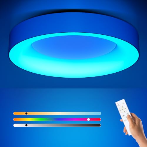 RGB LED Flush Mount Ceiling Light with Remote Control