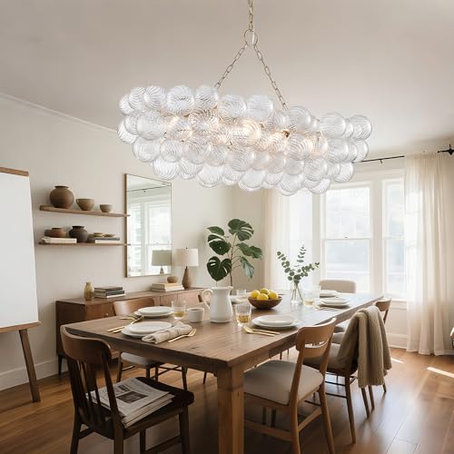 50 Inch Moden Gold Chandelier with 10 Bubble Lights