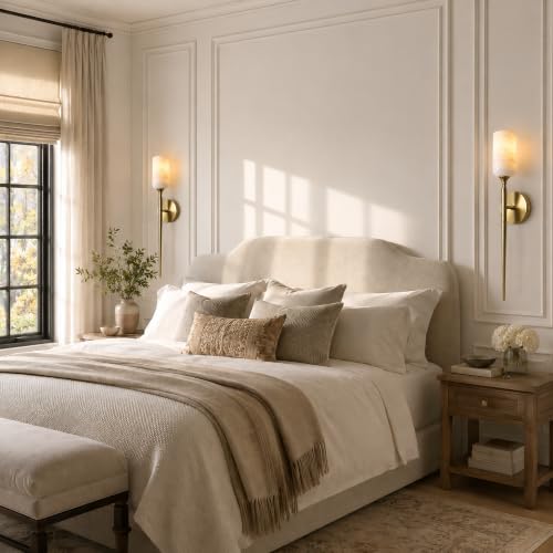 Natural Alabaster Wall Sconce Gold Marble Bathroom Vanity Sconce Dimmable