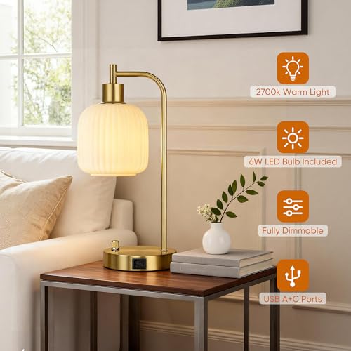 Cream Glass Table Lamps Set of 2 (2 Count)