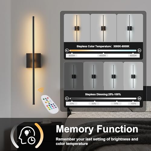 24.4 Inch Battery Operated Wall Sconces Wireless Set of 2 (2 Count)