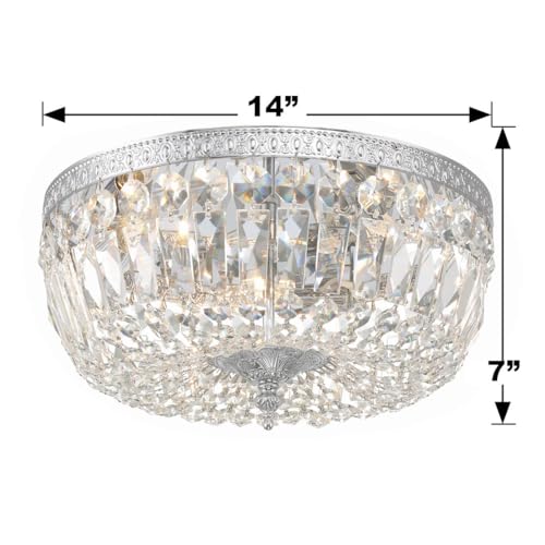 3 Light Spectra Crystal Polished Chrome Flush Mount