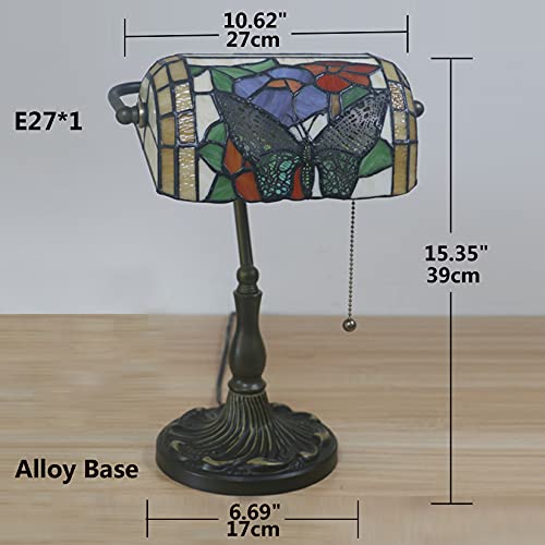 Tiffany Style Bankers Table Lamp Stained Glass Piano Desk Lamp Vintage Bedroom Bedside Lamp for Study