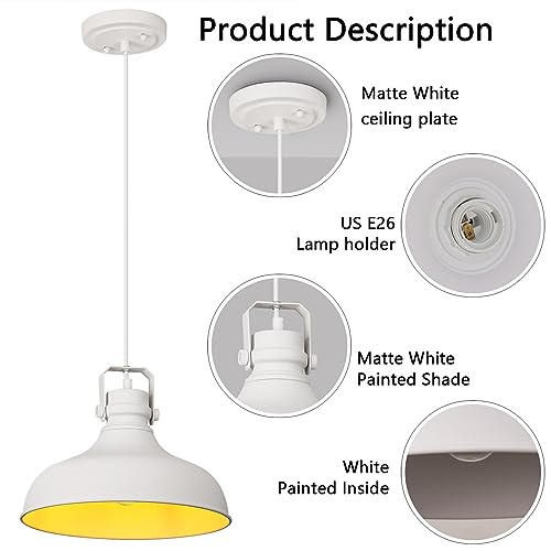 White Modern Pendant Lights Kitchen Island Fixtures (3 Count)