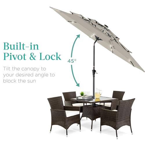 10ft 3 Tier Solar Patio Umbrella