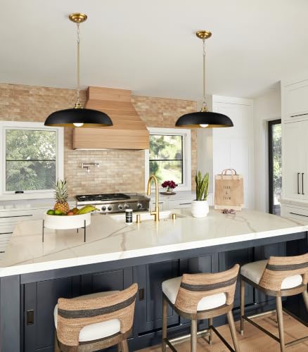 17.8" Black Gold Metal Dome Indoor Pendant Lights Kitchen Island