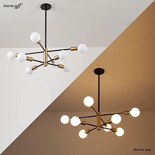 Modern Sputnik Chandeliers Black and Gold Mid Century Chandelier 8