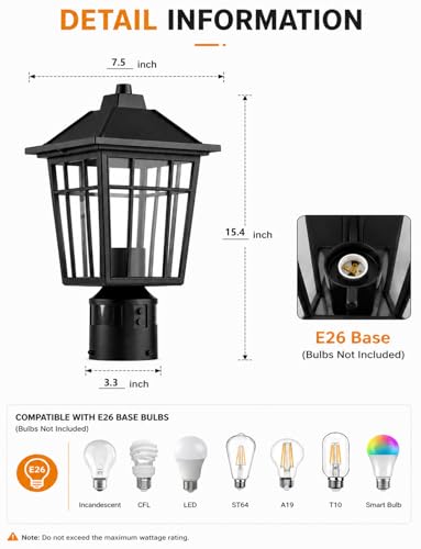 360°Motion Sensor Outdoor Post Light (2 Count)