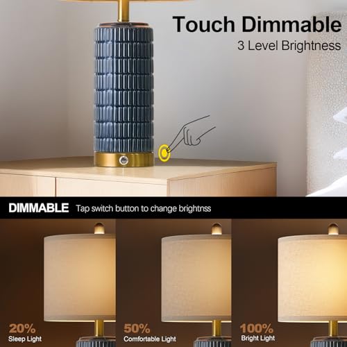 Touch Bedside Table Lamps with USB Ports for Bedroom