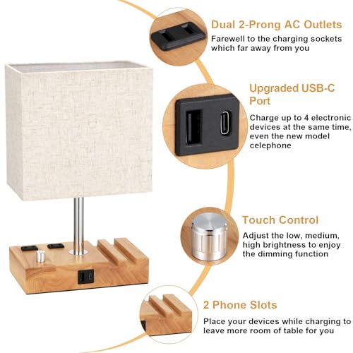 Wood Grain Table Lamp for Bedroom