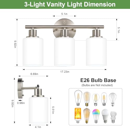 3 Light Bathroom Light Fixtures (3 Count)
