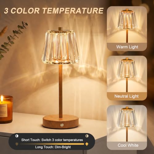 13" Small Crystal Cordless Table Lamp