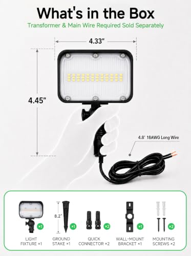 12V Landscape Flood Light (12W Warm White (3000K) / 4 Pack(Wiring Required))
