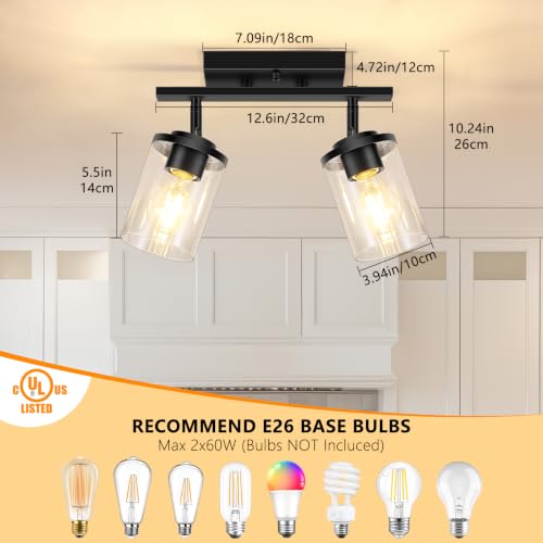 2 Lights Semi Flush Mount Ceiling Light