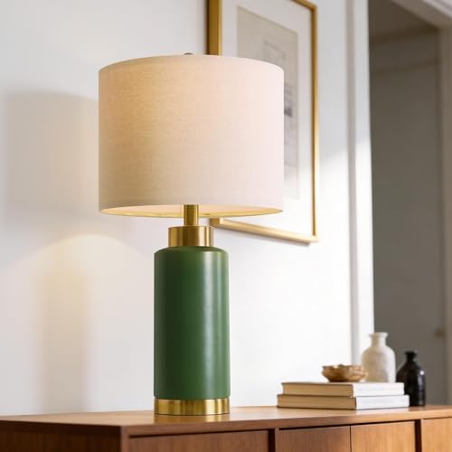 25" Green Ceramic Table Lamp Set of 2 (2 Count)