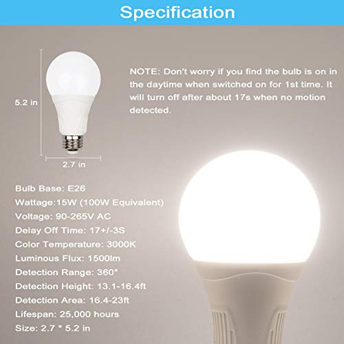 Motion Sensor Light Bulbs Outdoor (2 Count)