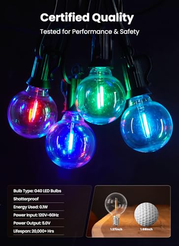 Outdoor String Lights 29 Feet G40 LED Patio Lights (60 Foot)