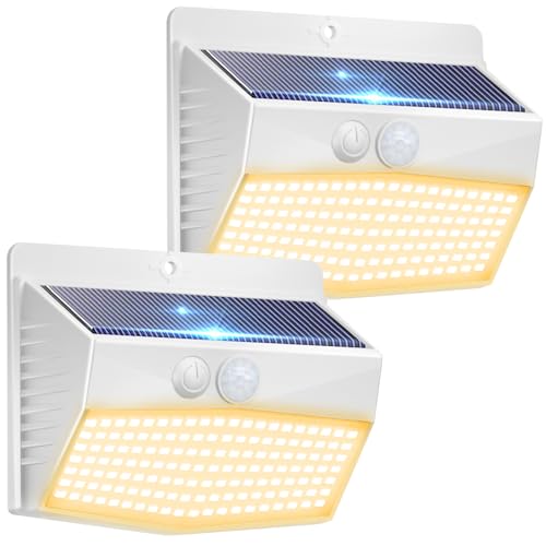 2 Pack Solar Motion Sensor Lights Outdoor Waterproof with 3 Modes (2 Count)