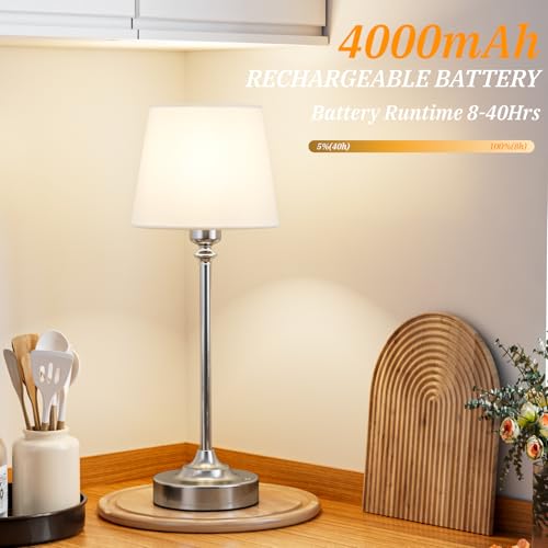 Cordless Table Lamp Rechargeable Silver