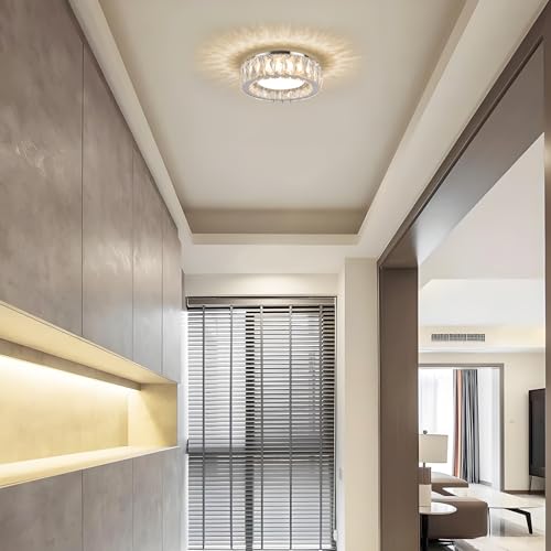 11 Inch Chrome Modern Luxury Crystal Flush Mount Ceiling Light