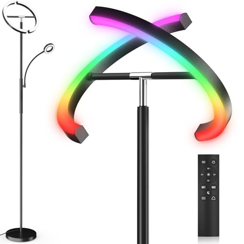 Upgraded 36W RGBCW Floor Lamp with Ring Reading Lamp