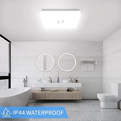 5000K LED Ceiling Light Flush Mount 24W 12.6in Square LED Ceiling Lamp for Kitchen Bathroom Hallway with 240Pcs LeD Chips Without Flicker