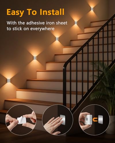 Rechargeable Motion Sensor Stair Lights Indoor (6 Count)