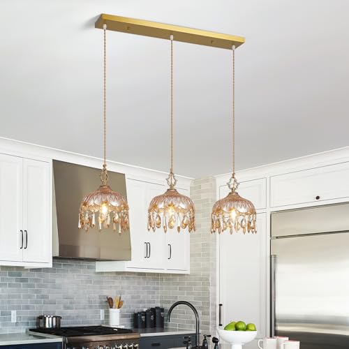3 Light Glass Pendant Light Crystal Hanging Light Fixtures