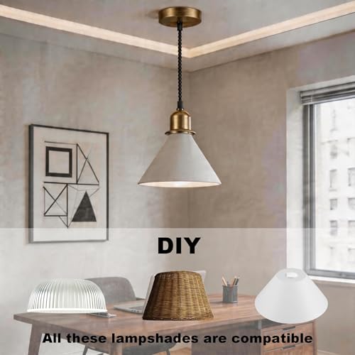 UL Listed] Vintage Brass Pendant Light Kit Industrial