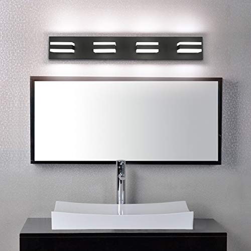 Black Bathroom Light Fixtures 4 Lights Bathroom Vanity Light LED Dimmable Matt Black Vanity Lights 32W Cool White 6000K & 0%