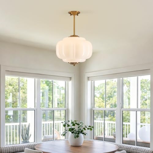 Semi Flush Mount Ceiling Light (Milk White 15")