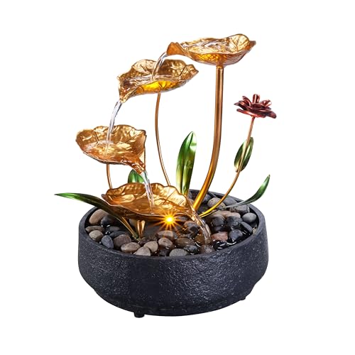 Tabletop Water Fountain Metal Lotus Circulating Fountain