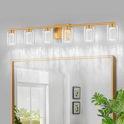 6 Light Gold Vanity Light with 3 Color Modes