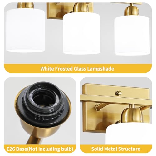 3 Light Gold Bathroom Light Fixtures