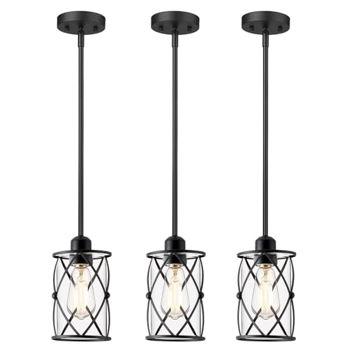 Glass Pendant Lights Kitchen Island 3 Pack (3 Count)
