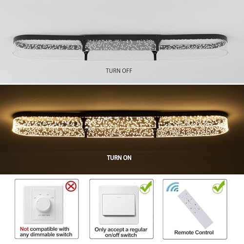 43 inch Modern Black LED Ceiling Light Fixture