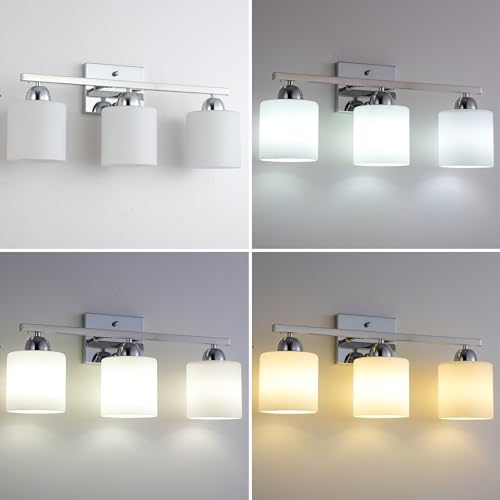 Stainless Steel Milk Glass Vanity Lights for Bathroom