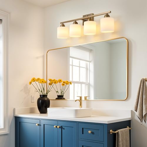 Milk Glass Vanity Lights for Bathroom