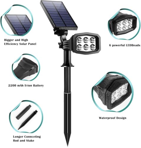 Solar Spot Lights Outdoor Adjustable Spotlights (2 Count)